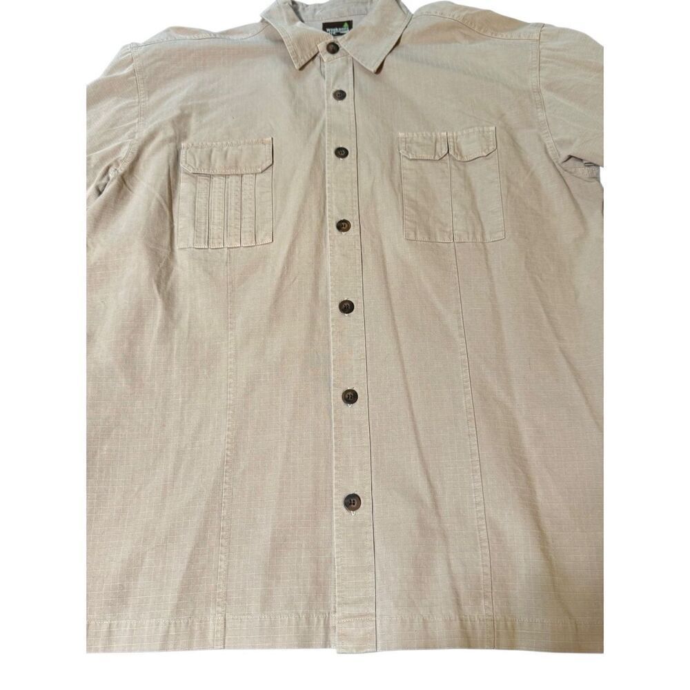 Weekendz off button up military style shirt ripstop khaki shirt L